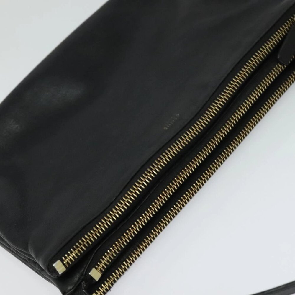CELINE Trio bag Shoulder Bag Leather Black Gold Auth - Picture 10 of 16